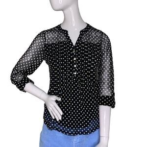 Cocomo Black and White Polka Dot Top 3/4 Sleeve Size SP